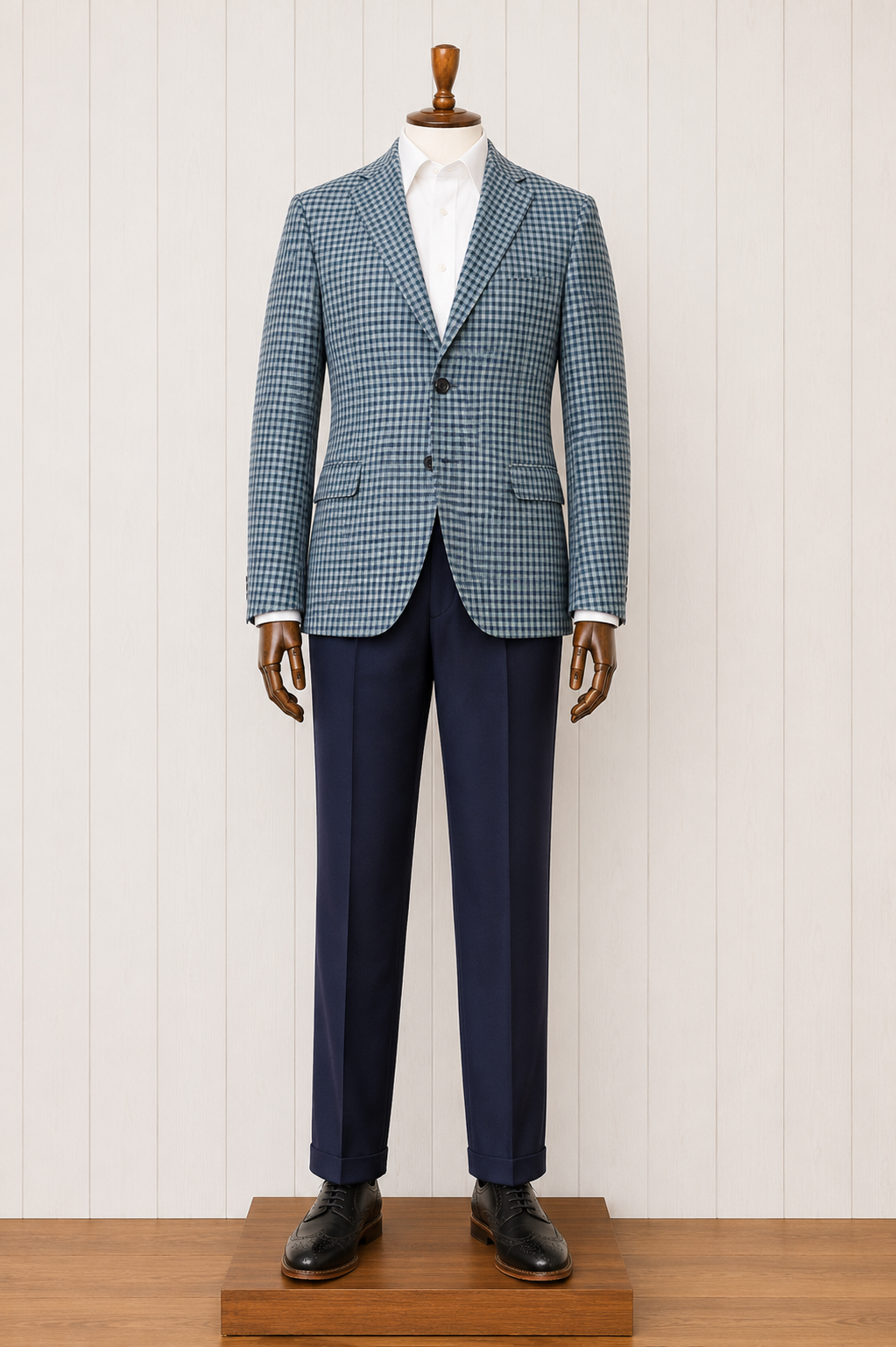 Tiglio Limited Edition Turquois Blue and Navy Check Sport Coat on sale