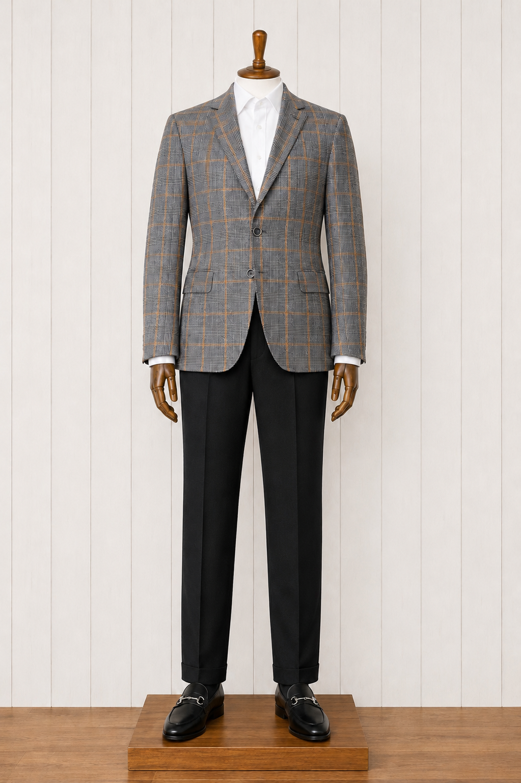 TG Signature Series Grey and Orange Plaid Sport Coat on sale