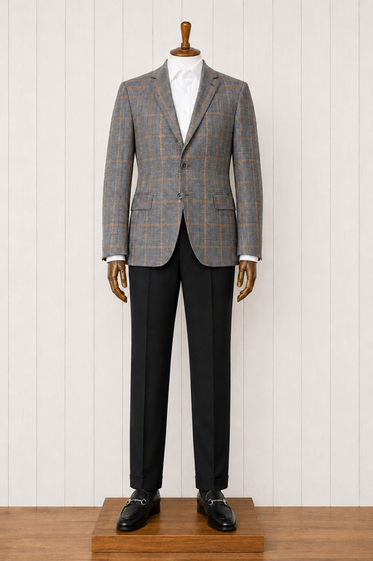 TG Signature Series Grey and Orange Plaid Sport Coat on sale
