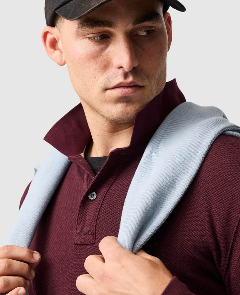 Rodd and Gunn Long Sleeve Sports Fit Gunn Polo Black Fig