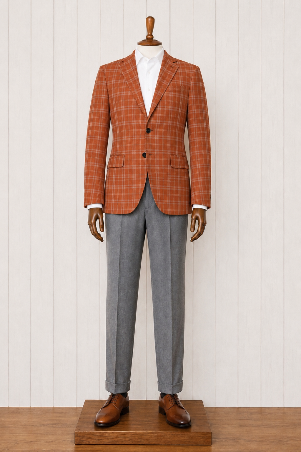 Burnt Orange and Grey Plaid Sport Coat on sale