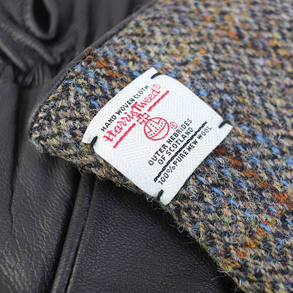 Brown Harris Tweed Leather Gloves on clearance