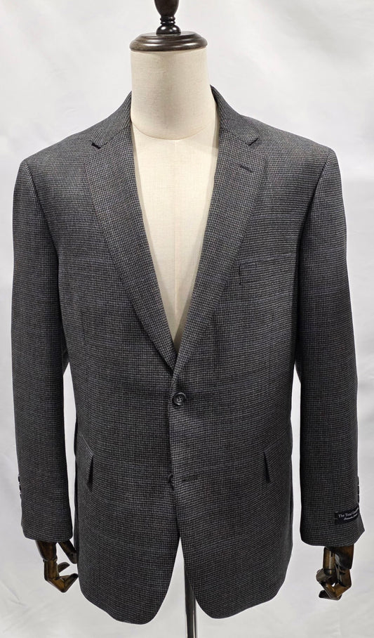 The Total Gentleman Grey Houndstooth with Burgundy and Navy Windowpane Classic Fit Sport Coat