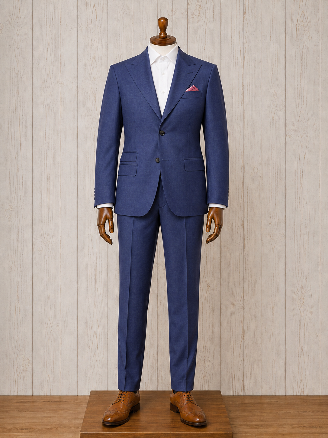 English Laundry Solid Navy Peak Lapel Suit