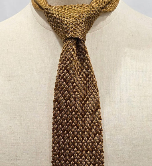 Geoff Nicholson Harvest Gold Knit Silk Tie