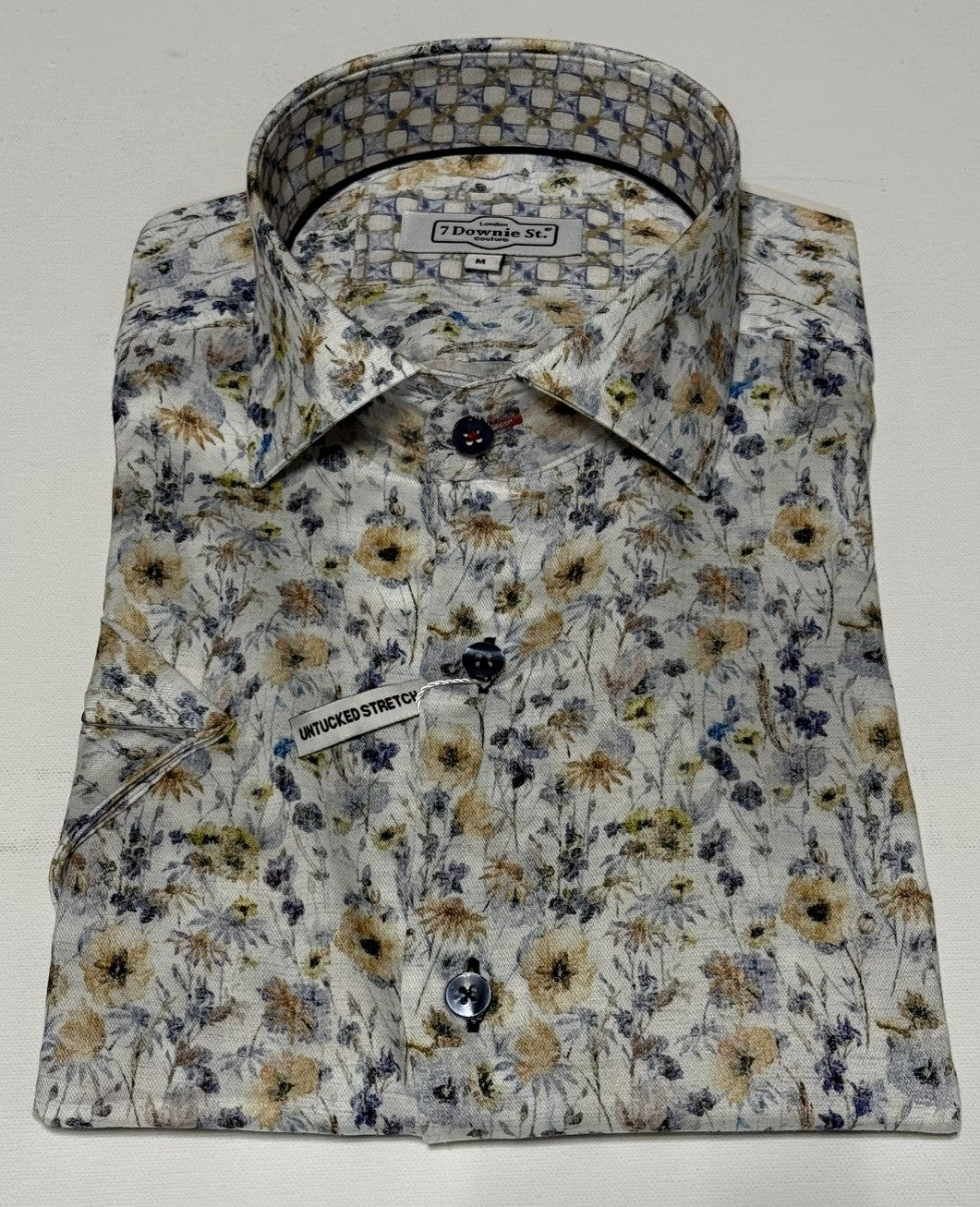 7 Downie St. Short Sleeve Sport Shirt in Tan Multi Print