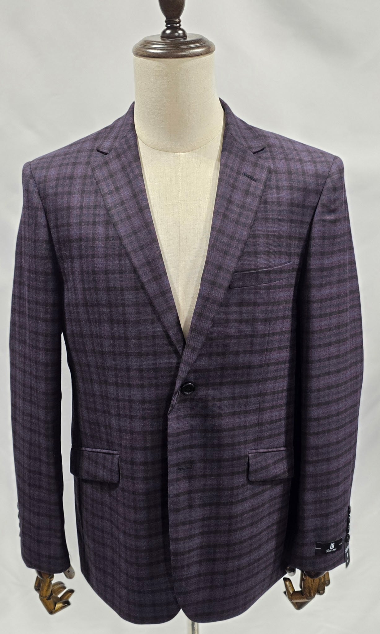 Renoir Regency Purple, Black and Blue Plaid Slim Fit Sport Coat