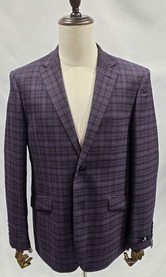 Renoir Regency Purple, Black and Blue Plaid Slim Fit Sport Coat