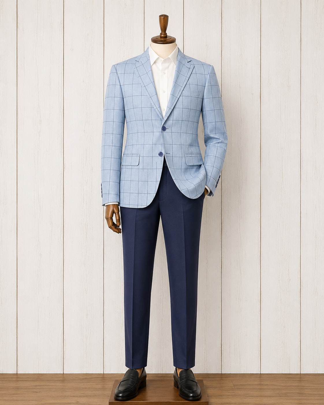 Tiglio Blue Windowpane Modern Fit Wool Sport Coat