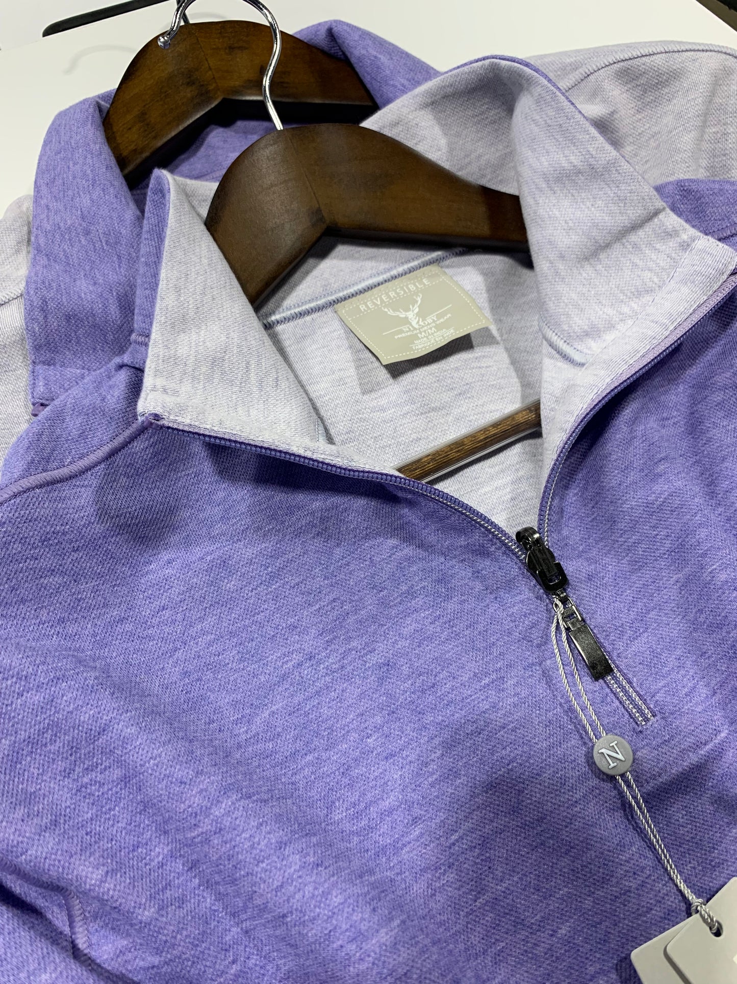 Nicoby Long Sleeve Lightweight Reversible Quarter Zip Purple/Light Grey on Clearance