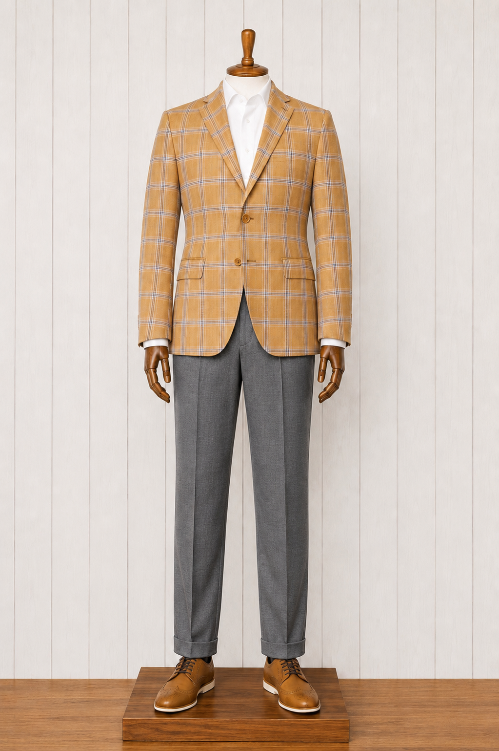 Rust and Light Blue Windowpane Sport Coat on sale