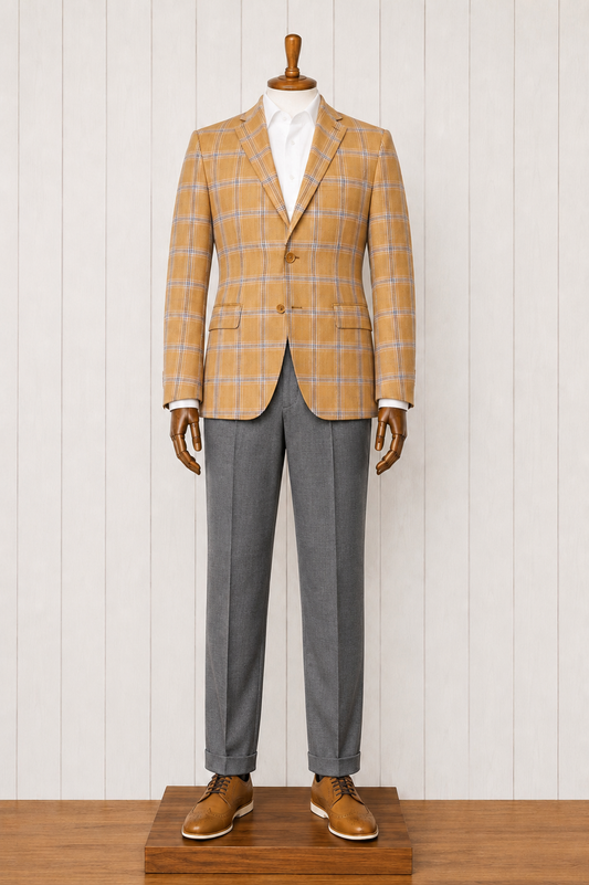 Rust and Light Blue Windowpane Sport Coat on sale