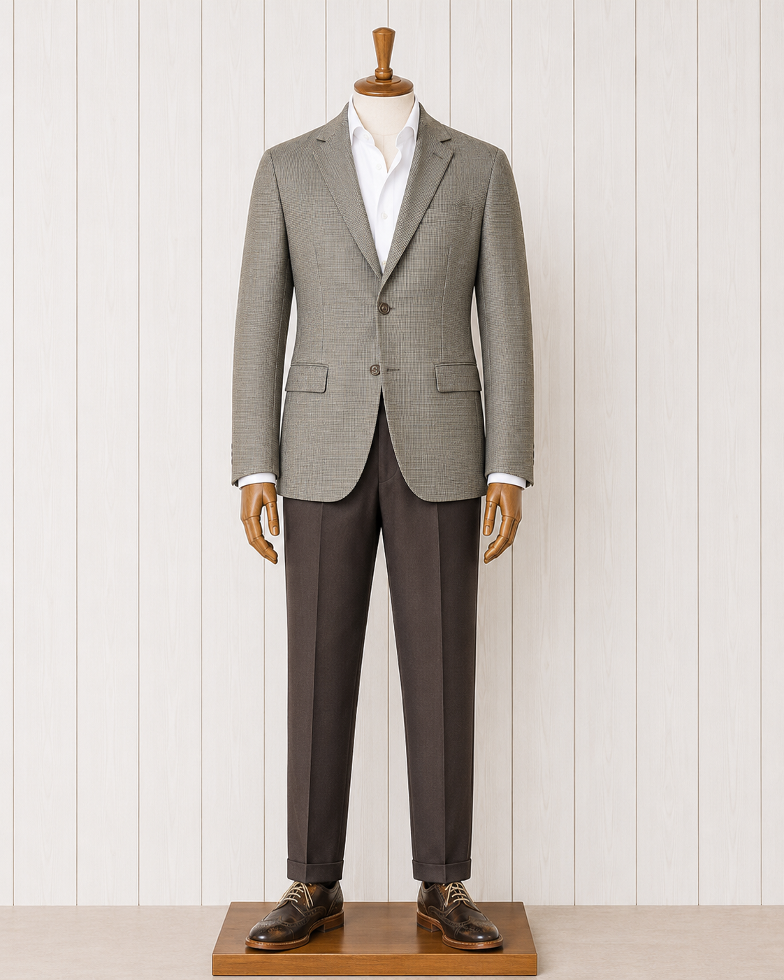 The Total Gentleman Olive Houndstooth with Gold and Burgundy Windowpane Classic Fit Sport Coat