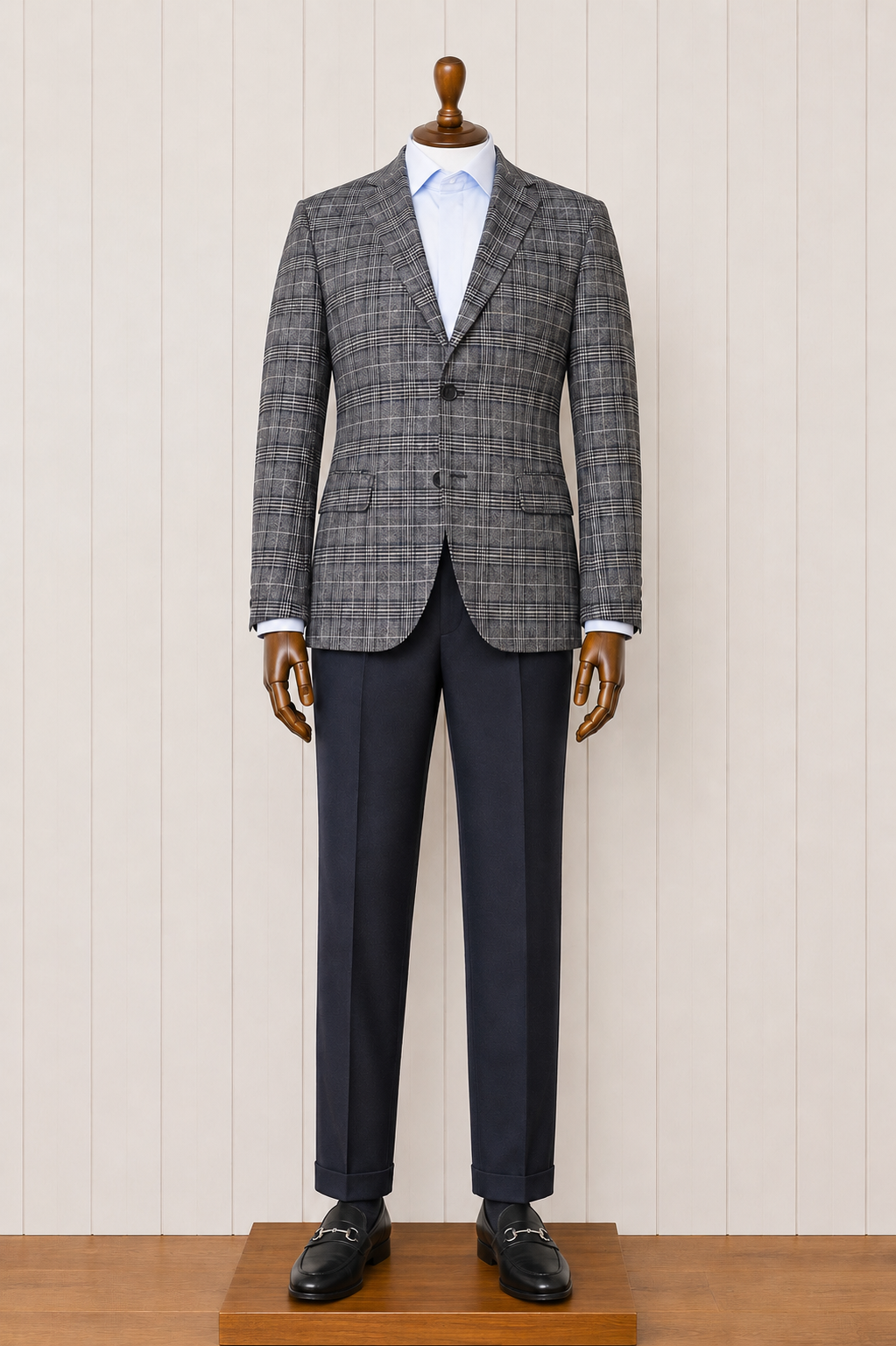 Renoir Classic Fit Grey and Navy Plaid Sport Coat 294-21 on sale
