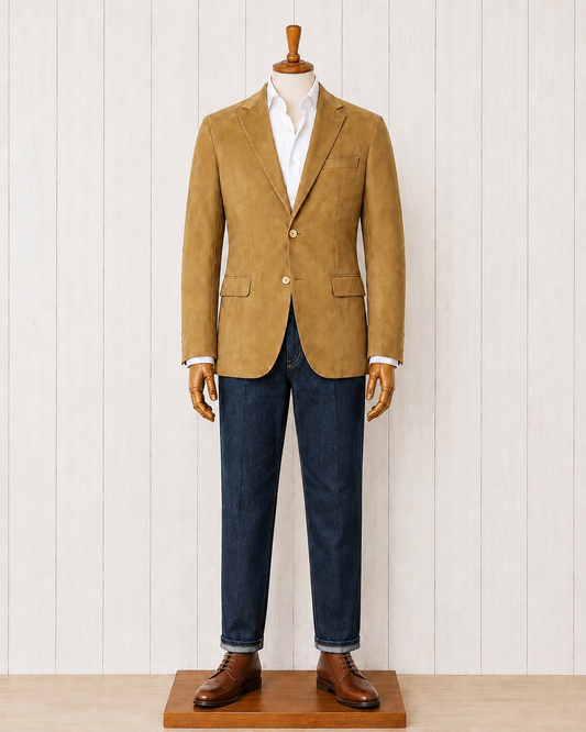 Enzo Tan Faux Suede Sport Coat