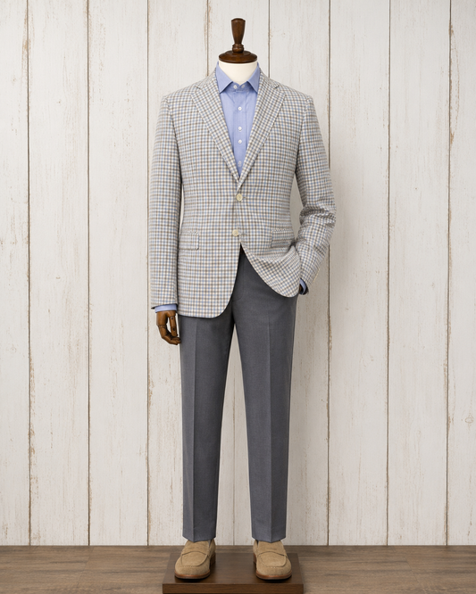 Tiglio Off White, Light Blue and Light Grey Notch Lapel Sport Coat on sale