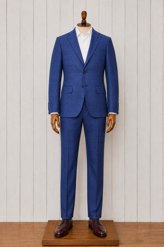 Canaletto Navy and Black Windowpane Suit Reda Fabric Italy Modern Fit