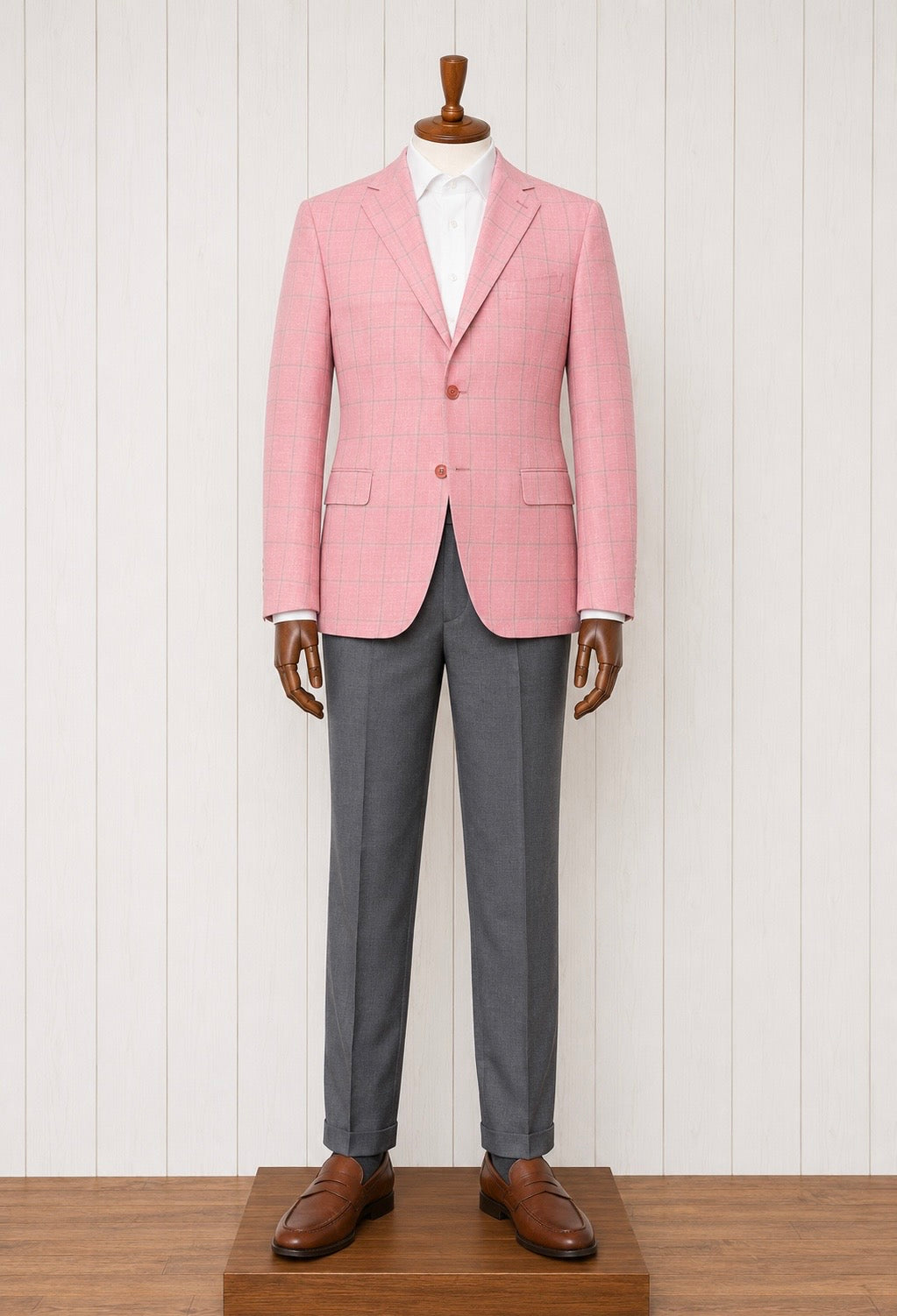 Tiglio Pink and Grey Windowpane Modern Fit Sport Coat on sale