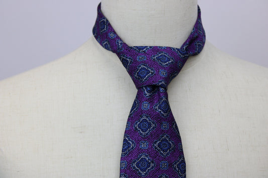 Geoffrey Nicholson Hamstead Collection Tie Made in Italy Purple Medallion