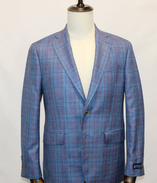 TG Signature Series Modern Fit Purple and Teal Plaid Sports Coat