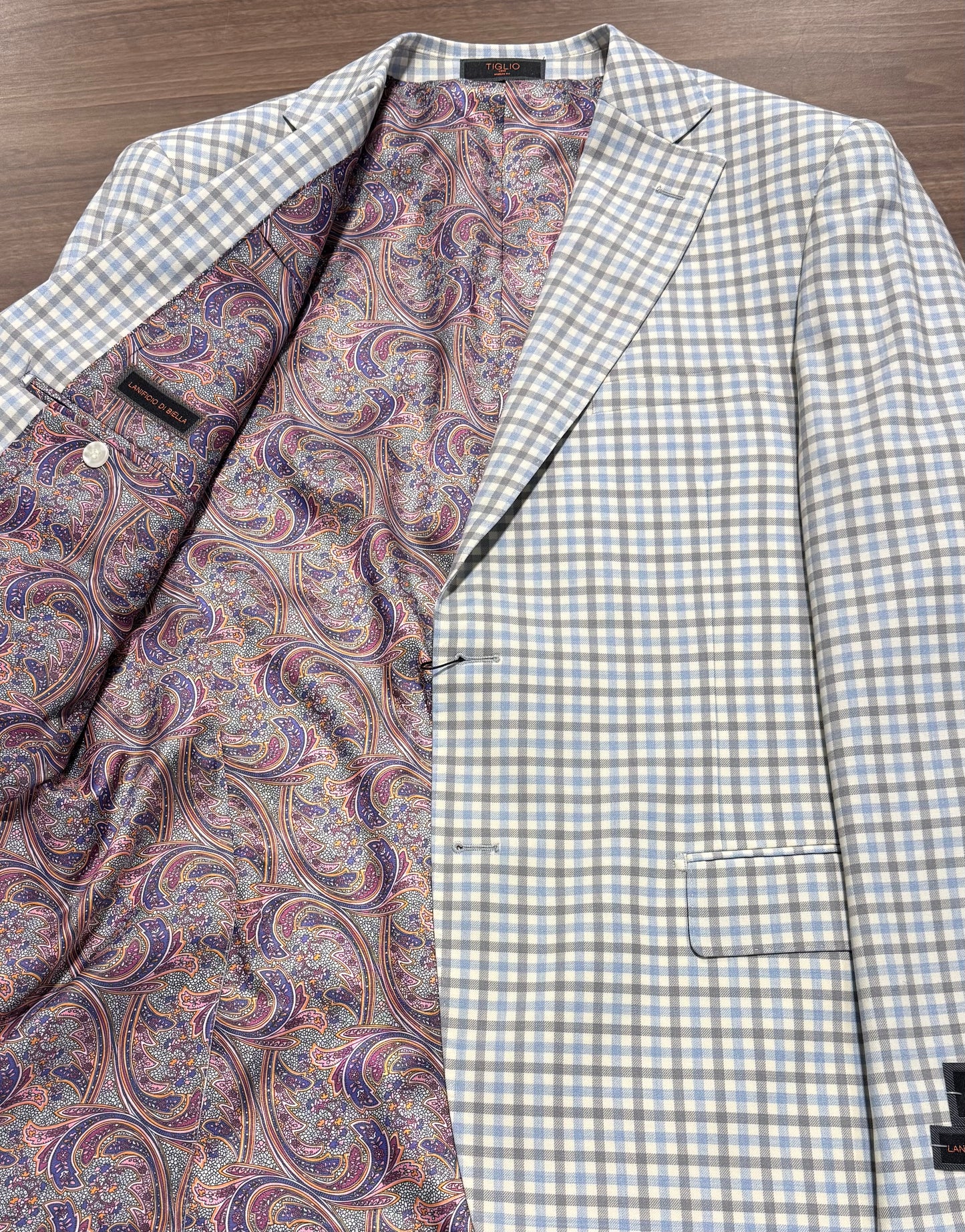 Tiglio Off White, Light Blue and Light Grey Notch Lapel Sport Coat on sale