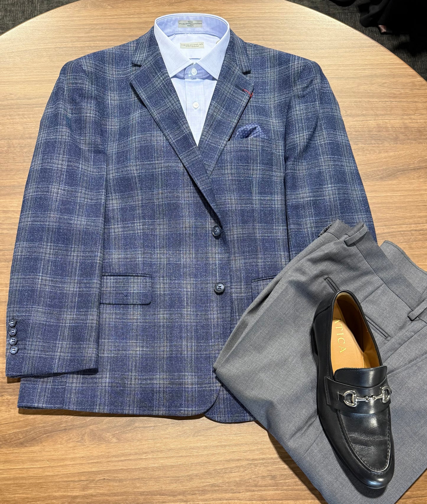 Renoir Navy, Grey and Tan Windowpane Classic Fit Sport Coat on sale