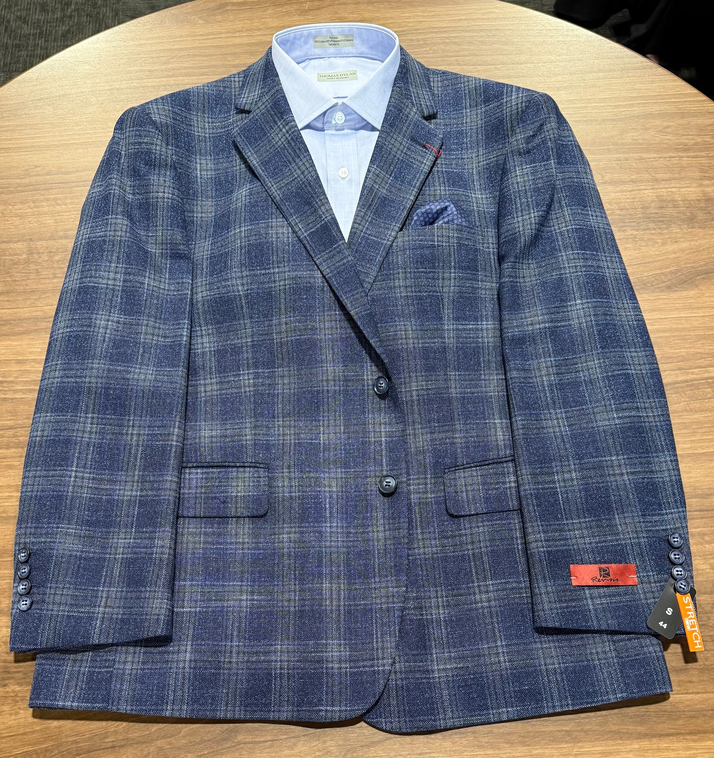 Renoir Navy, Grey and Tan Windowpane Classic Fit Sport Coat on sale
