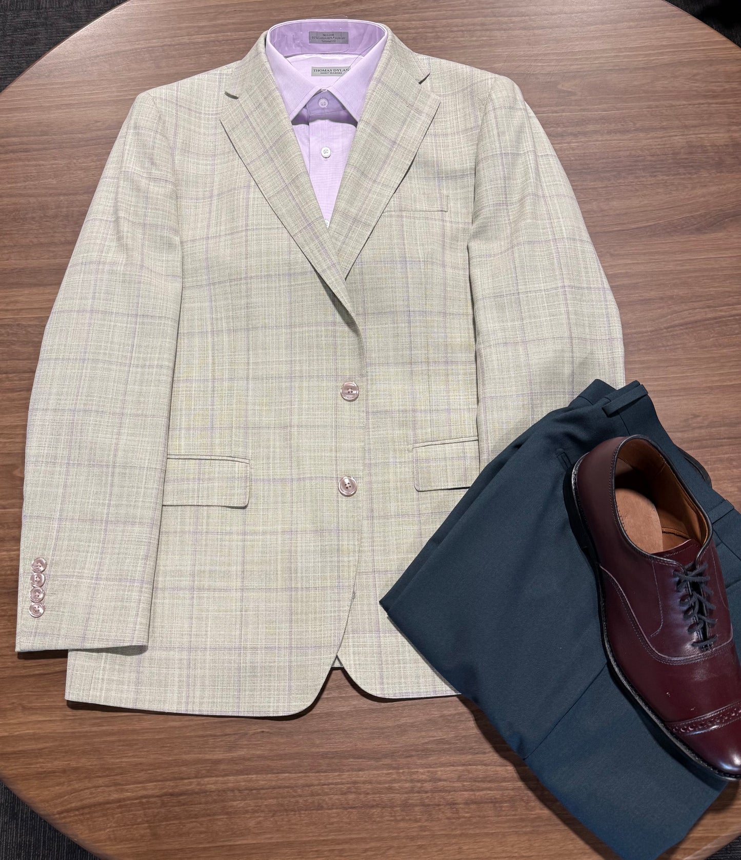 Tiglio Light Green and Purple Windowpane Modern Fit Sport Coat
