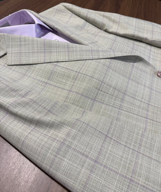 Tiglio Light Green with Purple Windowpane Notch Lapel Sport Coat Modern Fit on sale