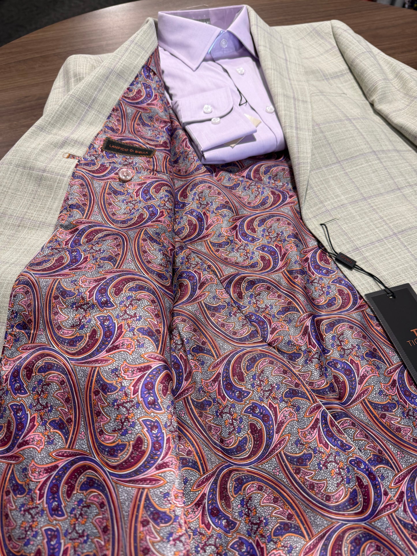 Tiglio Light Green and Purple Windowpane Modern Fit Sport Coat