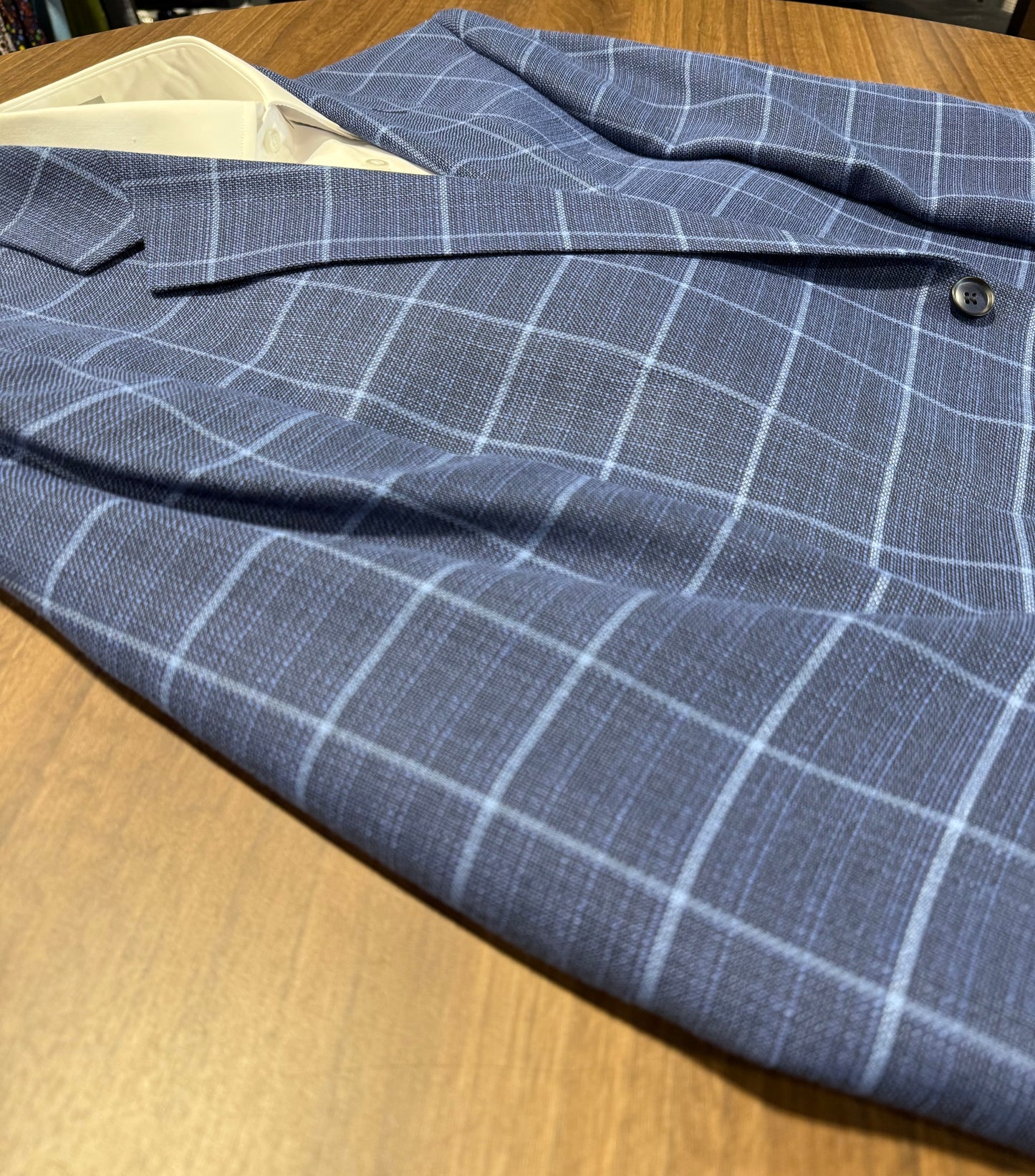 Renoir Blue Windowpane Classic Fit Sport Coat