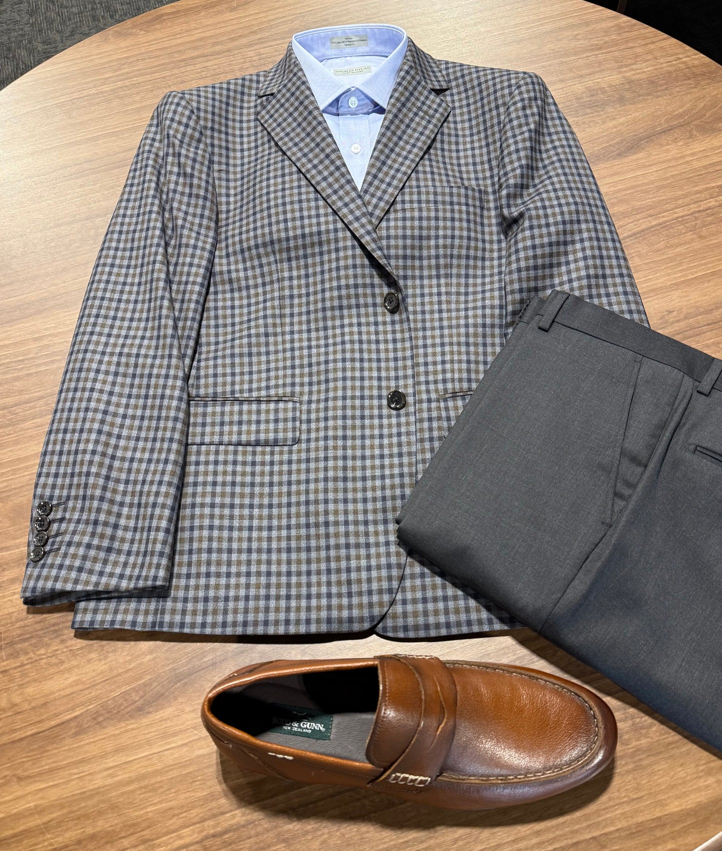 Renoir Grey/Navy/Taupe Check Slim Fit Sport Coat