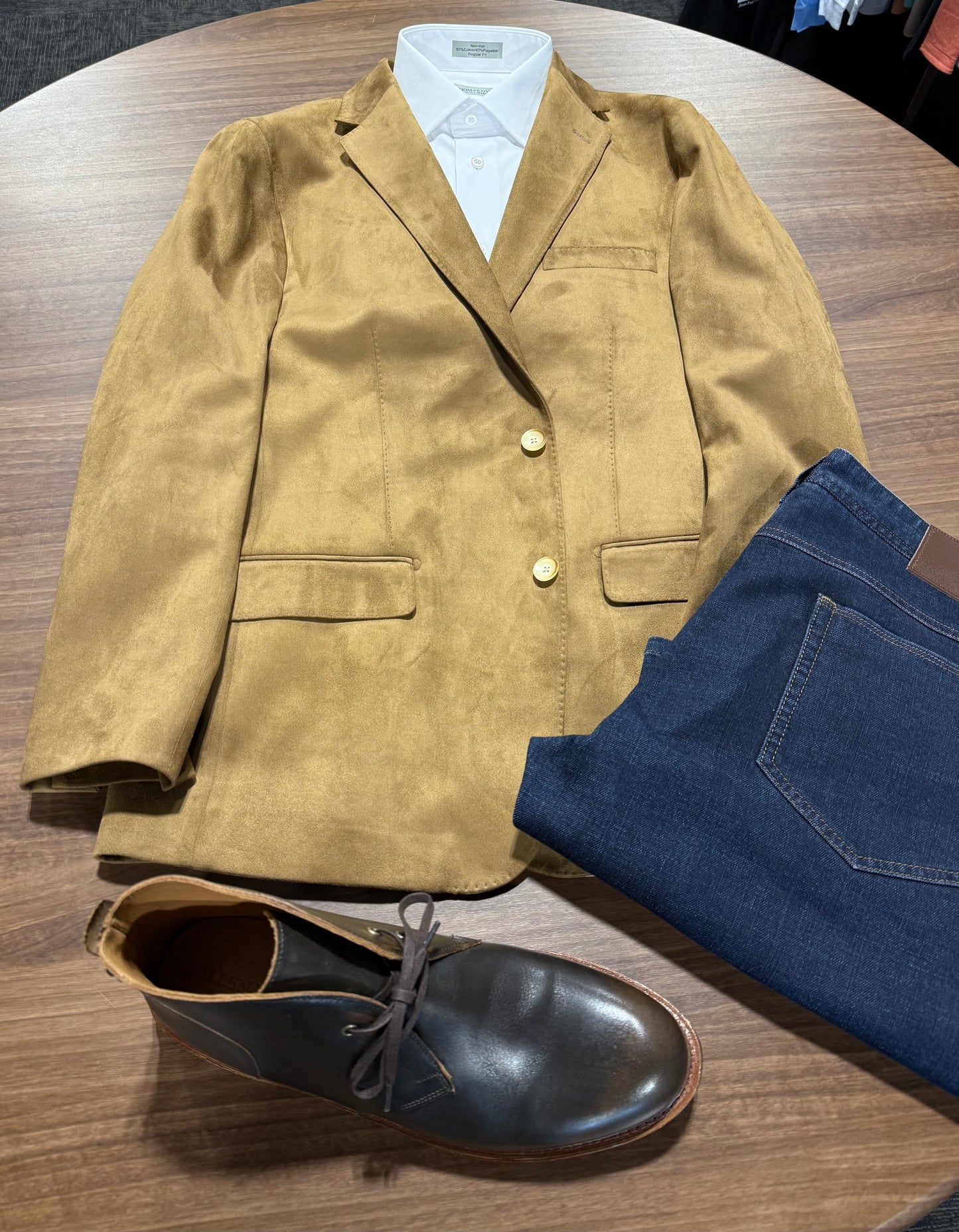Enzo Tan Faux Suede Sport Coat