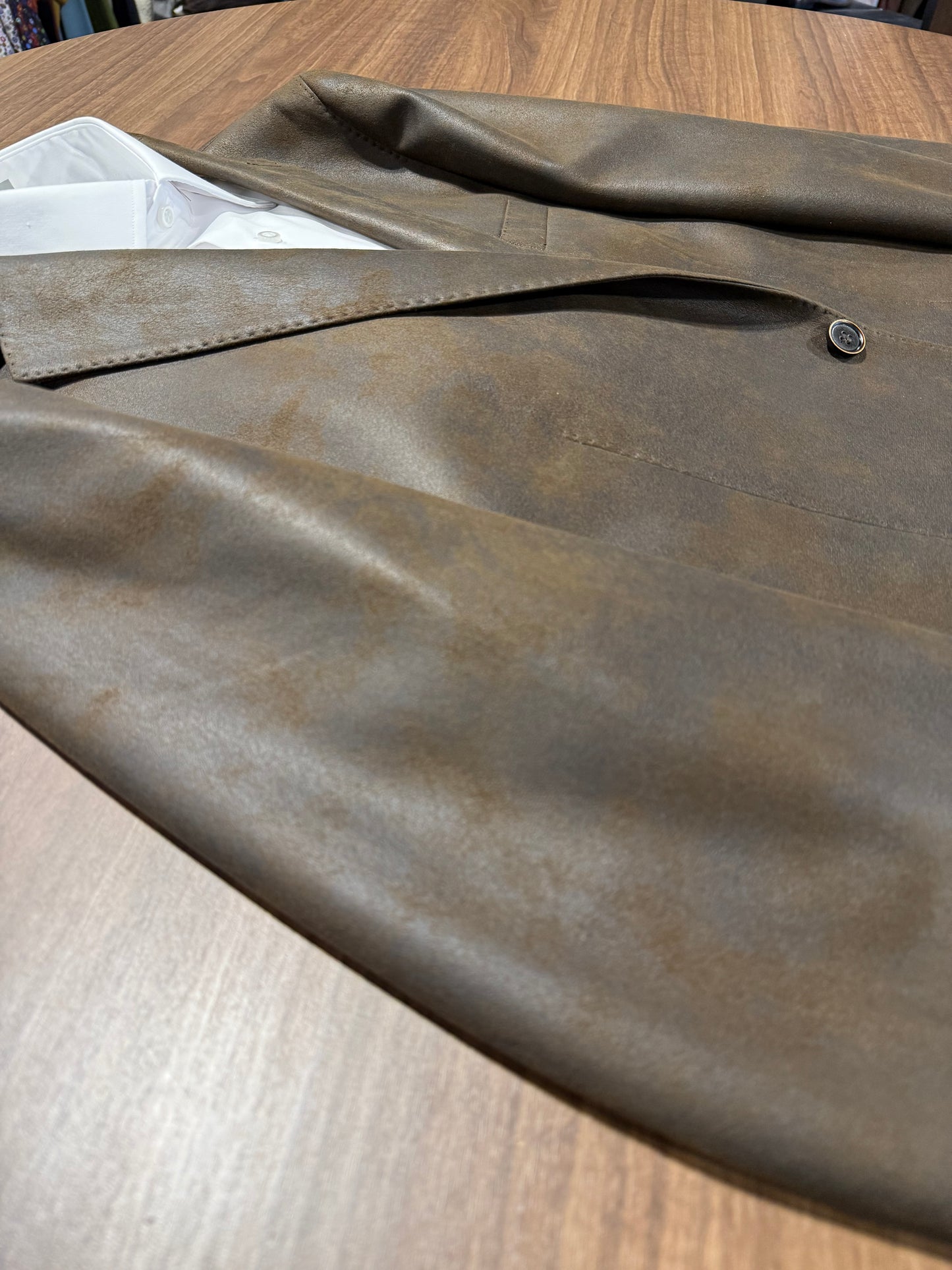 Enzo Faux Brown Leather Modern Fit Sport Coat
