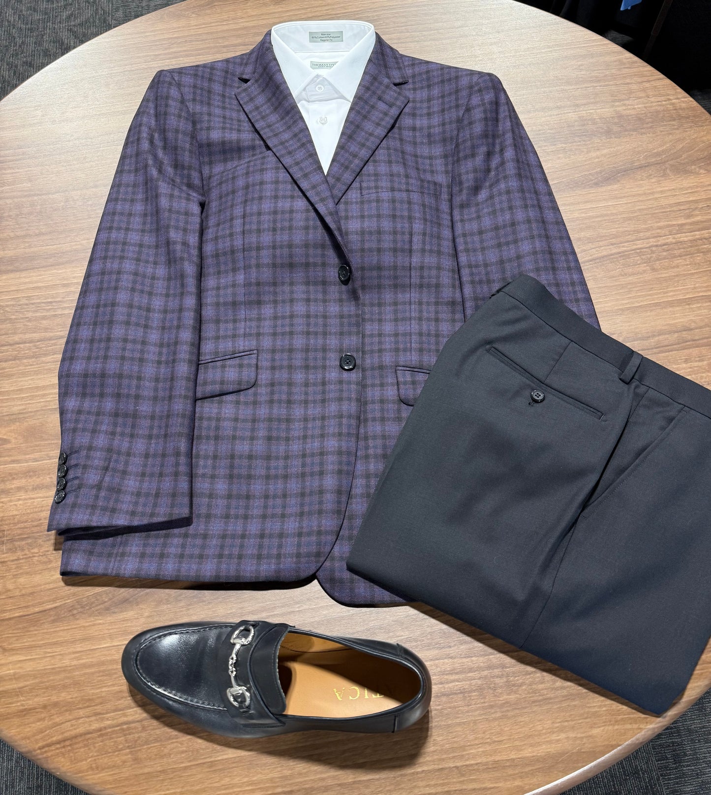 Renoir Regency Purple, Black and Blue Plaid Slim Fit Sport Coat