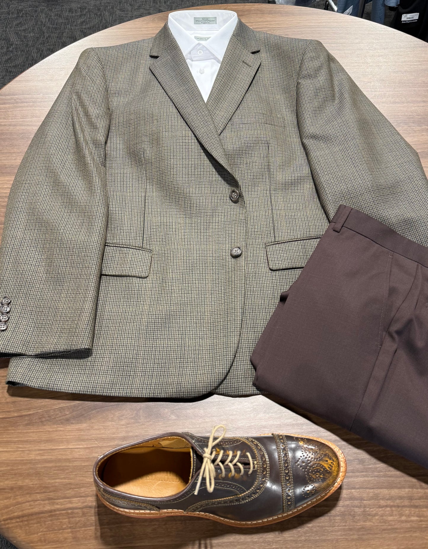 The Total Gentleman Olive Houndstooth with Gold and Burgundy Windowpane Classic Fit Sport Coat