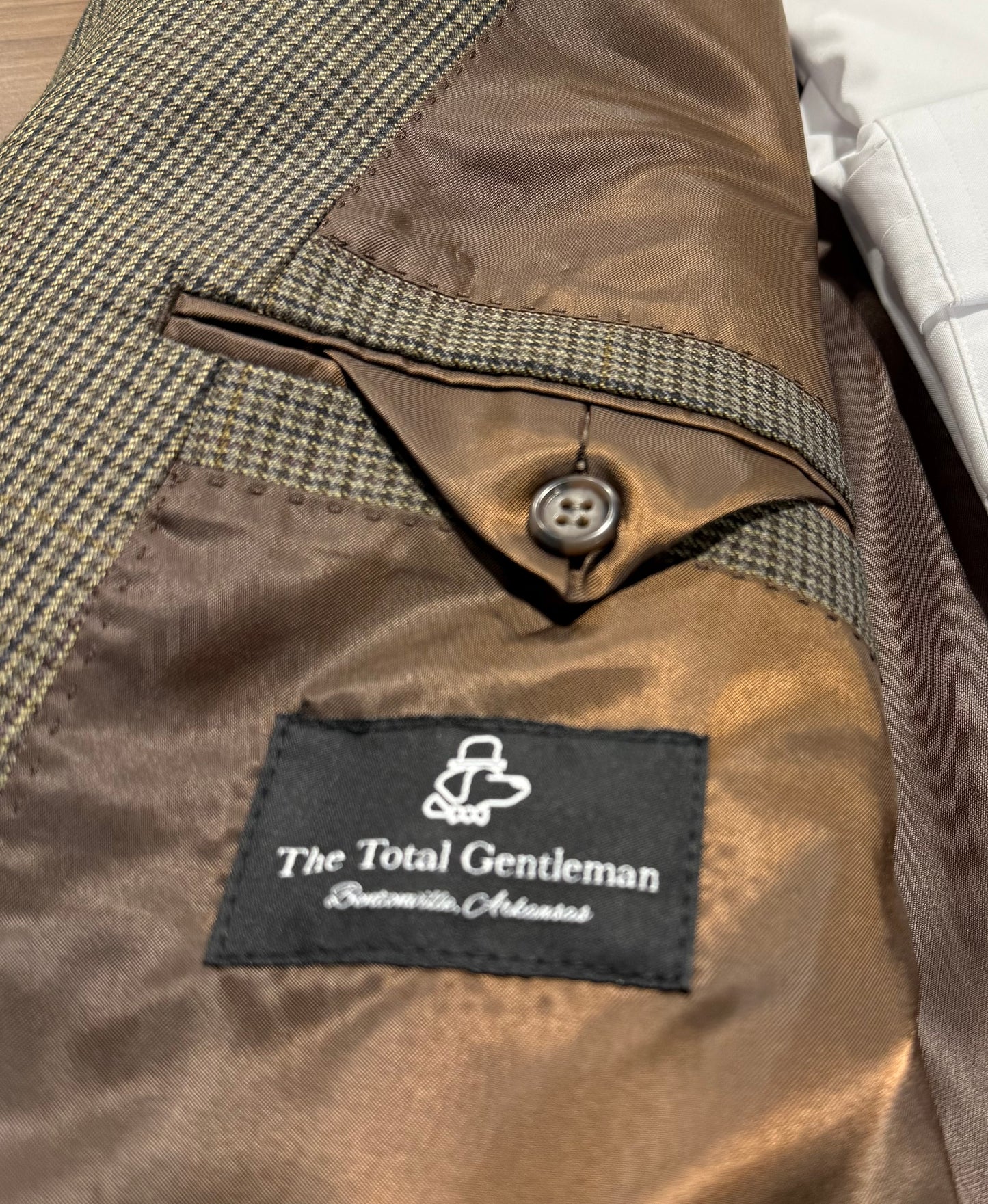 The Total Gentleman Olive Houndstooth with Gold and Burgundy Windowpane Classic Fit Sport Coat
