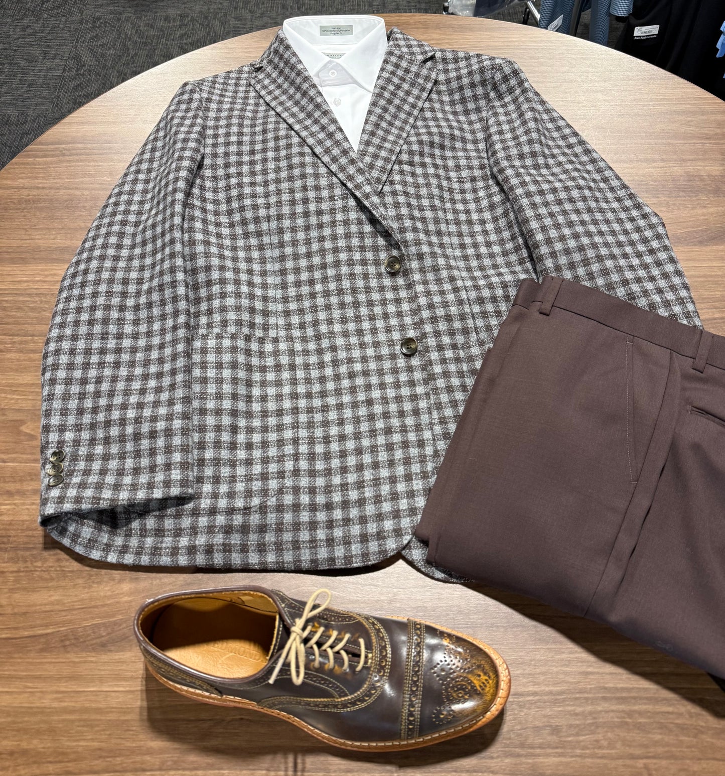 Enzo Grey and Brown Check Modern Fit Sport Coat on sale