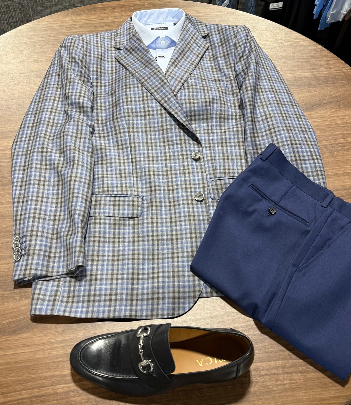 Barocci Grey, Blue and Brown Plaid Sport Coat
