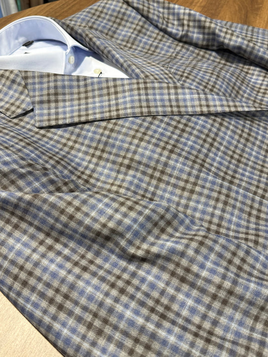 Barocci Grey, Blue and Brown Plaid Sport Coat