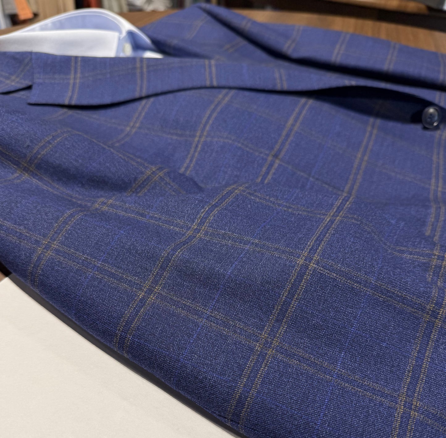 Tiglio Modern Fit Blue and Tan Windowpane Sport Coat