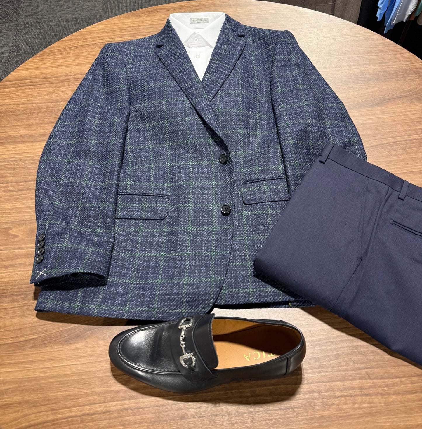TG Signature Series Navy and Green Plaid Sport Coat on sale