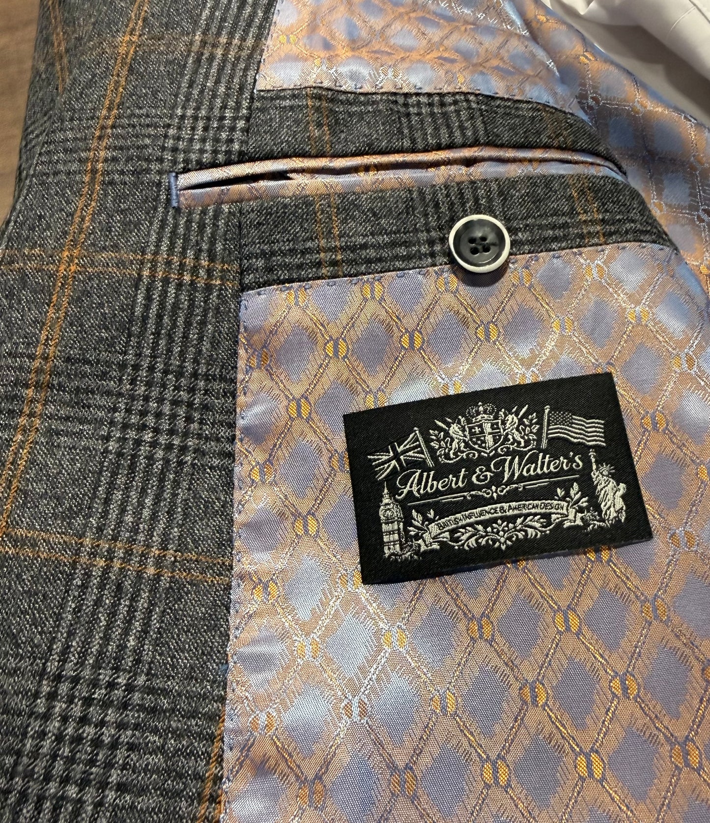 TG Signature Series Grey and Orange Plaid Sport Coat on sale