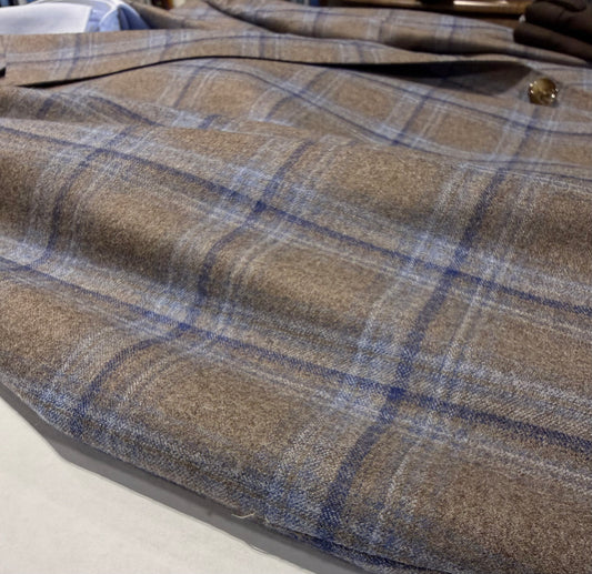 TG Signature Series Taupe and Navy Windowpane Sport Coat on sale