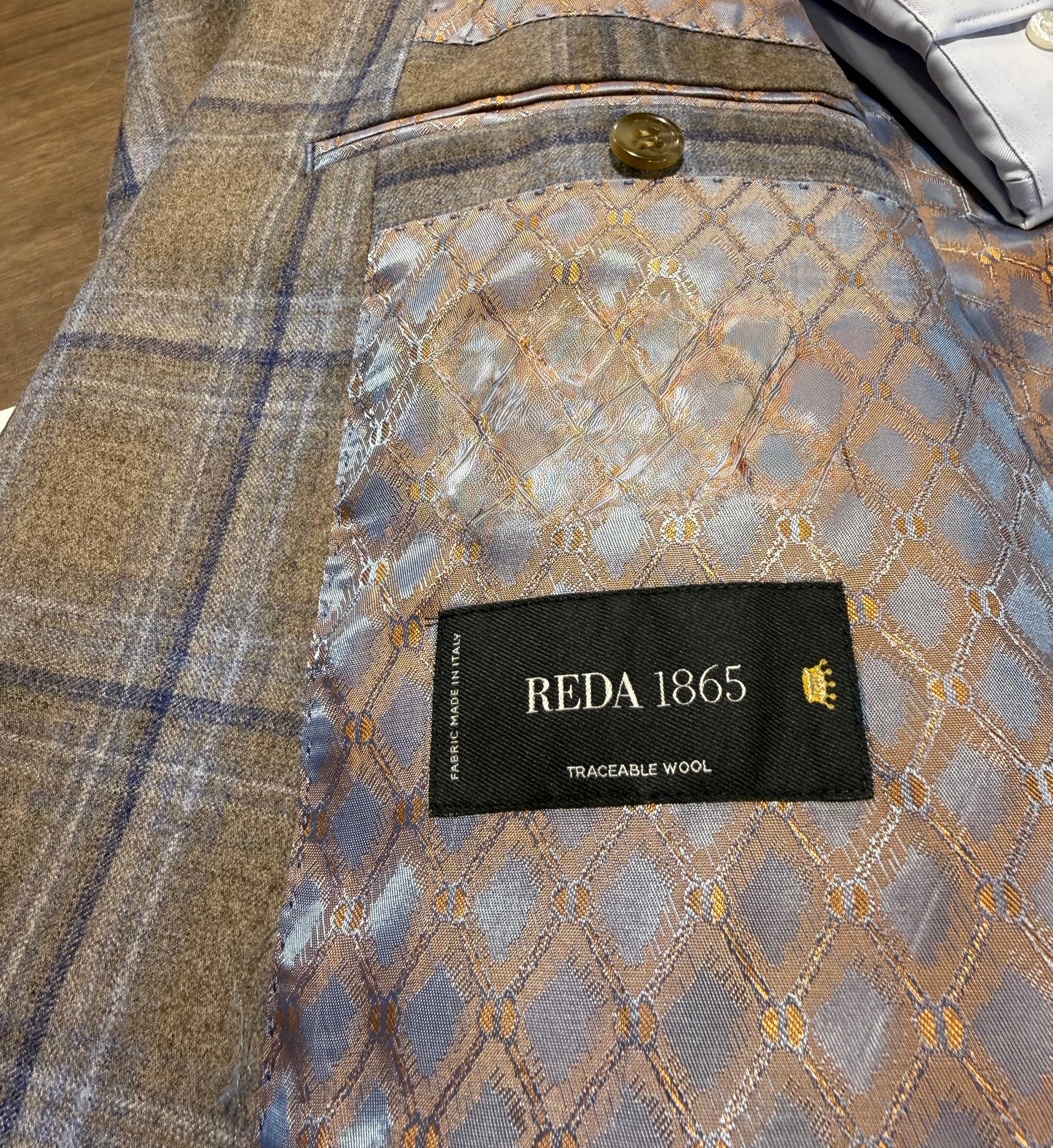 TG Signature Series Taupe and Navy Windowpane Sport Coat on sale