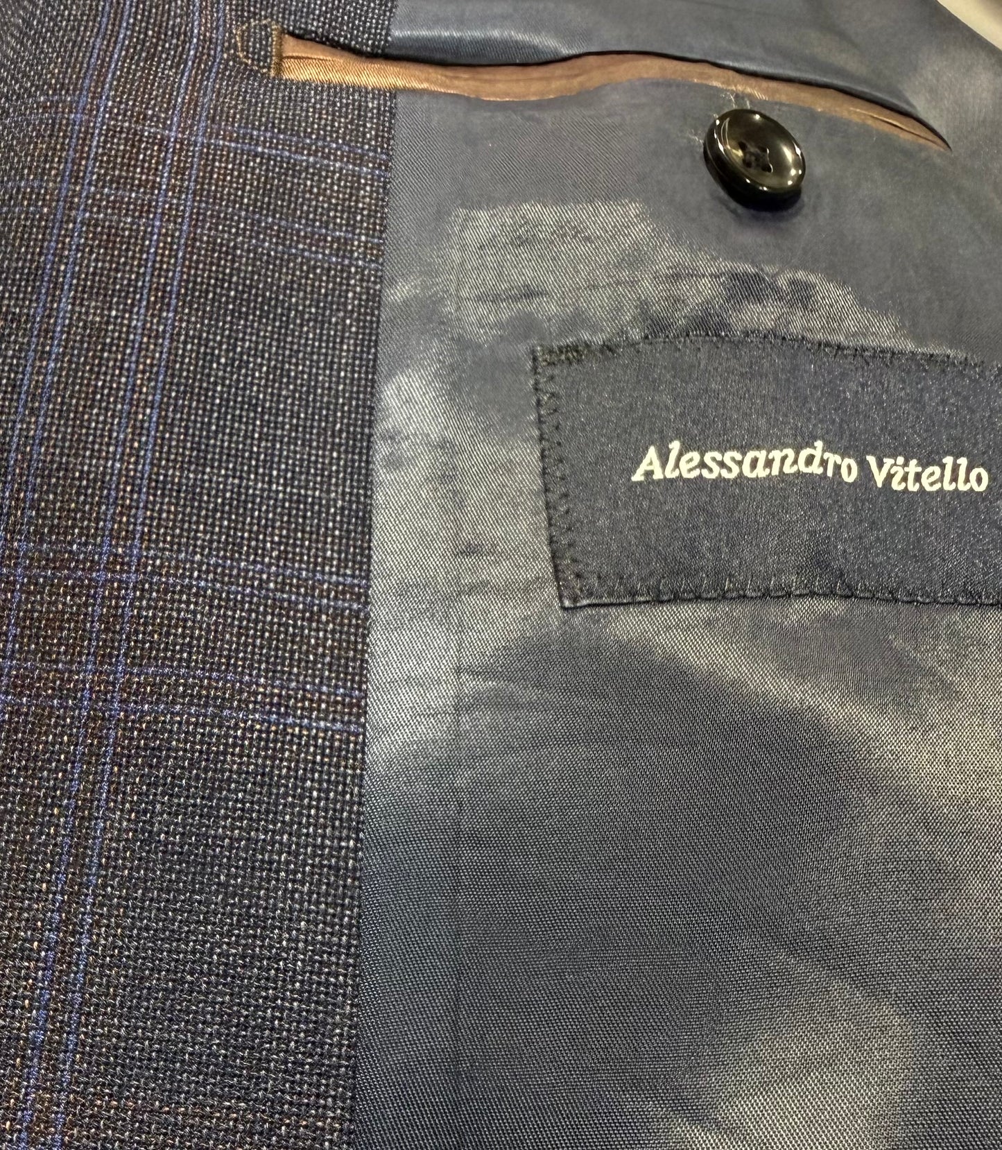 Alessandro Vittelo Navy, Burgundy and Blue Windowpane Slim Fit Sport Coat