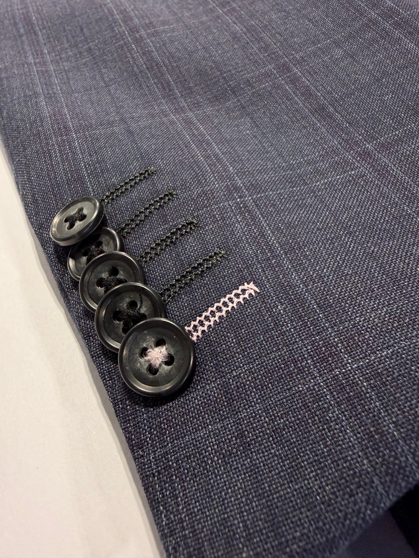 English Laundry Peak Lapel Grey, Purple and Navy Windowpane Slim Fit Suit