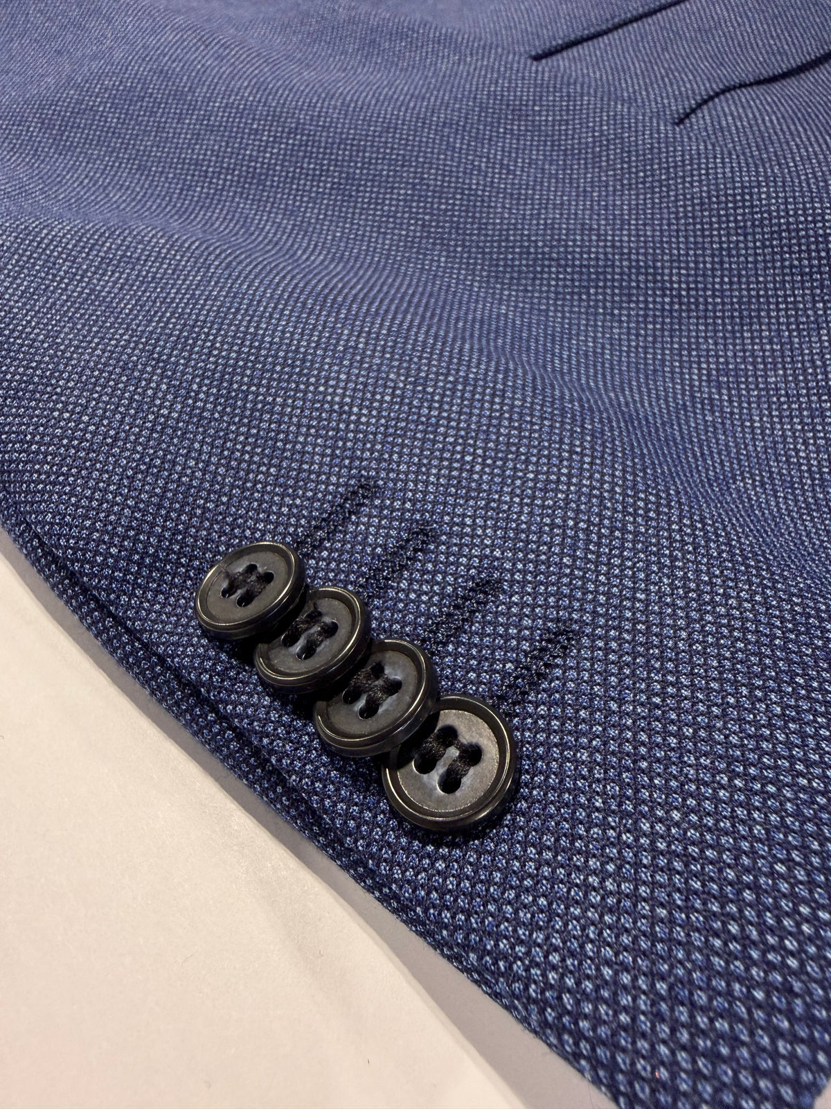 Renoir Blue Birdseye Classic Fit Notch Lapel Suit Suit