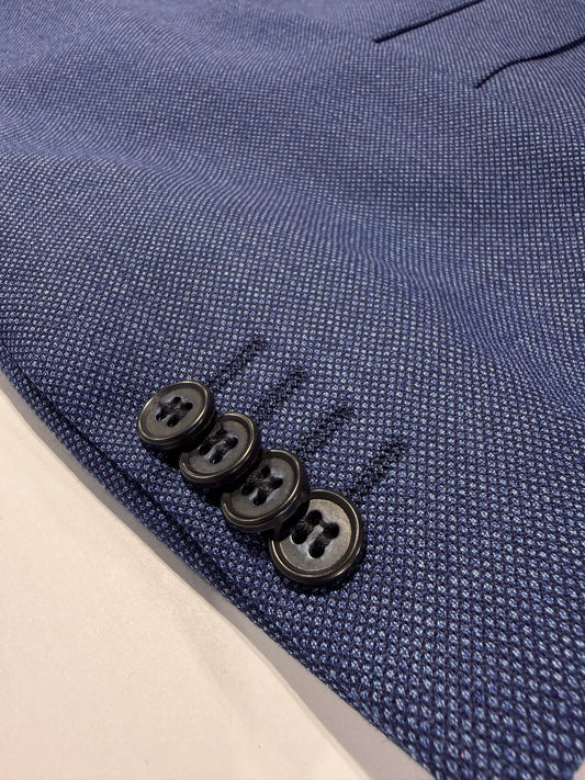 Renoir Blue Birdseye Classic Fit Notch Lapel Suit Suit