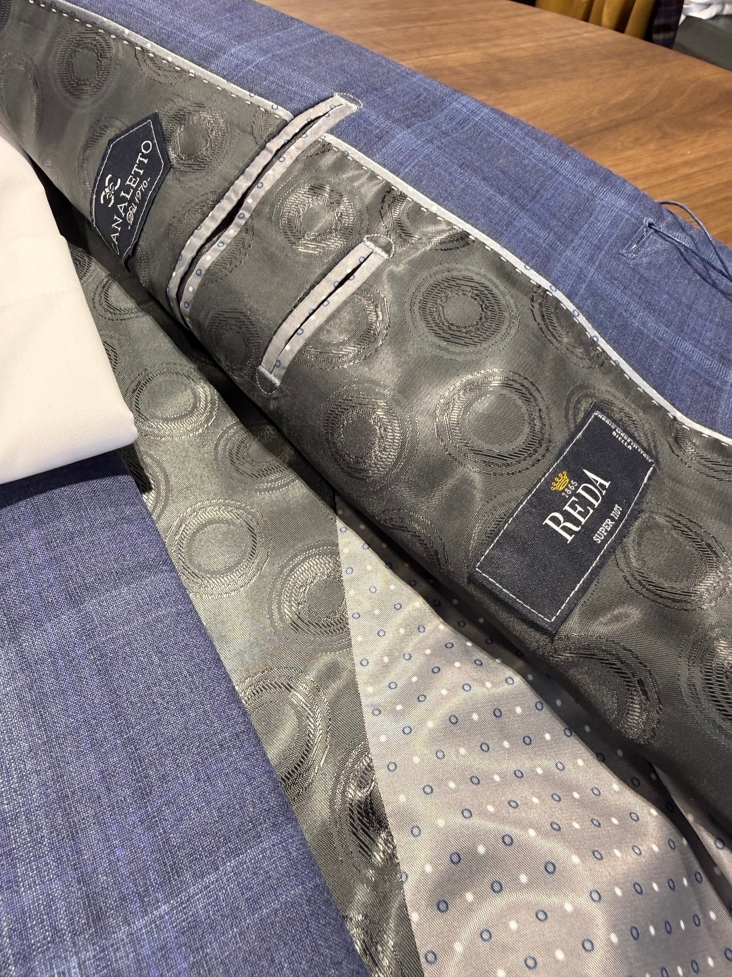 Canaletto Medium Blue Windowpane Suit Reda Fabric Italy Modern Fit
